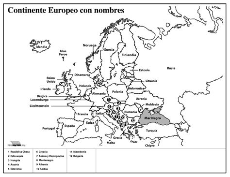 Mapa del continente Europeo con nombres para imprimir ...