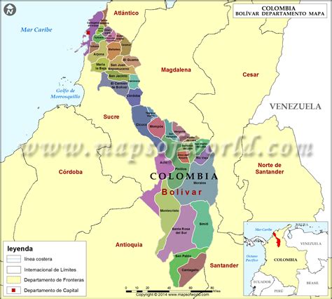 Mapa del Departamento de Bolivar Colombia