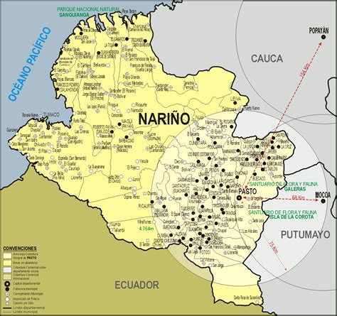 MAPA DEL DEPARTAMENTO DE NARIÑO, COLOMBIA, Y SUS CIUDADES ...