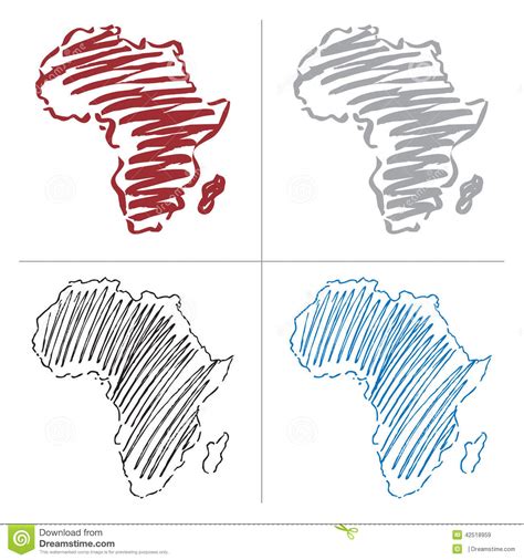Mapa Del Dibujo Del Vector De África Stock de ilustración ...