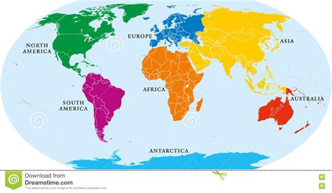Mapa Del Mundo De Siete Continentes Ilustración del Vector ...