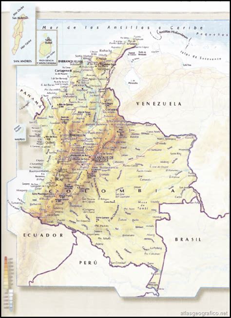 Mapa del Relieve de Colombia   Atlas geografico