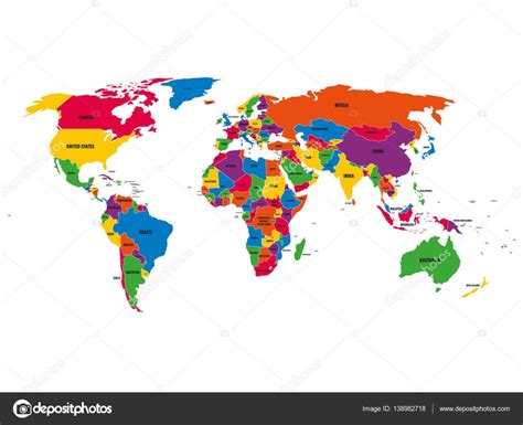 Mapa del vector político multicolor del mundo con ...