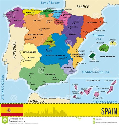 Mapa Detallado Del Vector De España Foto de archivo ...