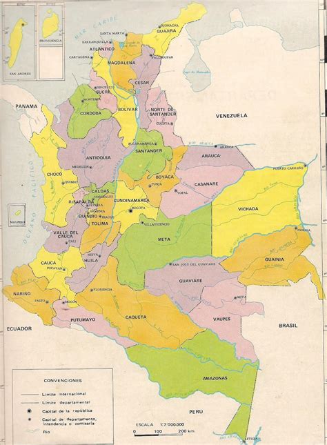 Mapa división político   administrativa de Colombia | Salutip