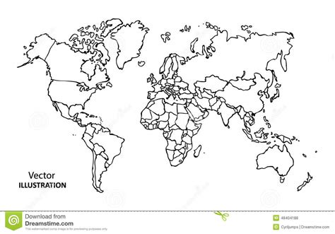 Mapa Do Mundo Do Desenho Da Mão Com Países Ilustração do ...