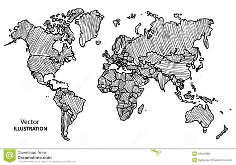 Mapa Do Mundo Do Desenho Da Mão Com Países Ilustração do ...