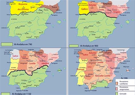 Mapa España medieval 711 1492 ; Al Ándaluz y los reinos ...