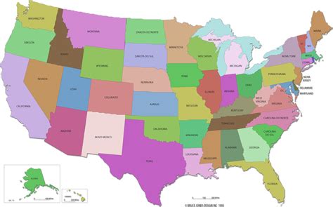 Mapa Estados Unidos, California, Florida, Washington