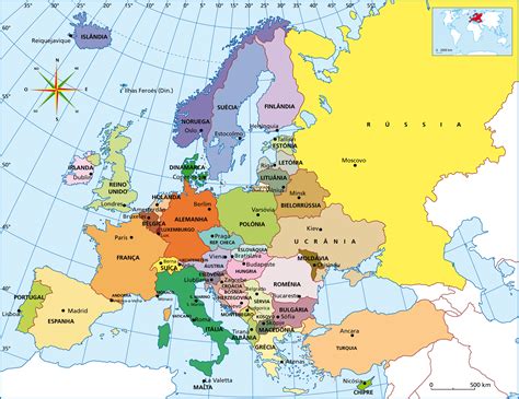 Mapa Europa com capitais   Fichas e Atividades