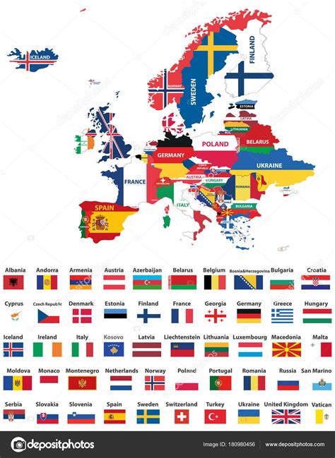 Mapa Europa Con Banderas Nacionales Los Países Todas Las ...