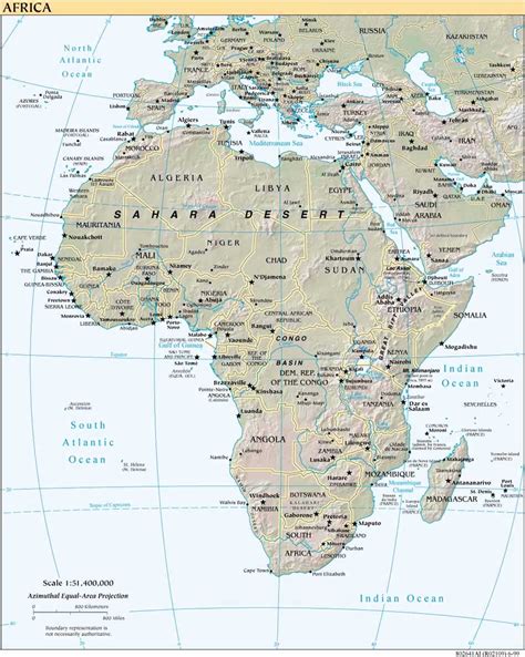 Mapa físico de África 1999   Tamaño completo