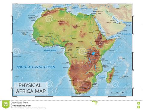 Mapa físico de África ilustración del vector. Imagen de ...