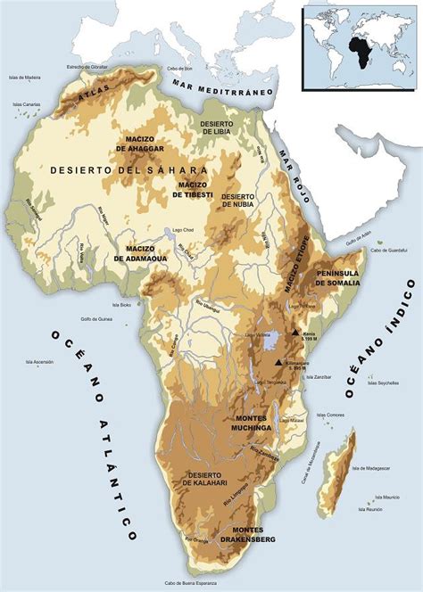 Mapa físico de África