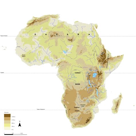Mapa Físico de África   Tamaño completo
