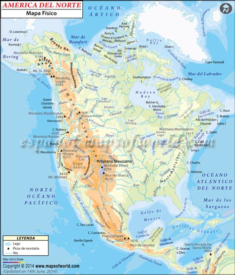 Mapa Fisico de America del Norte | Mapa Fisico de Norte ...