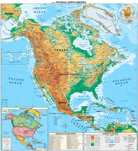 Mapa Físico de América del Norte   Tamaño completo