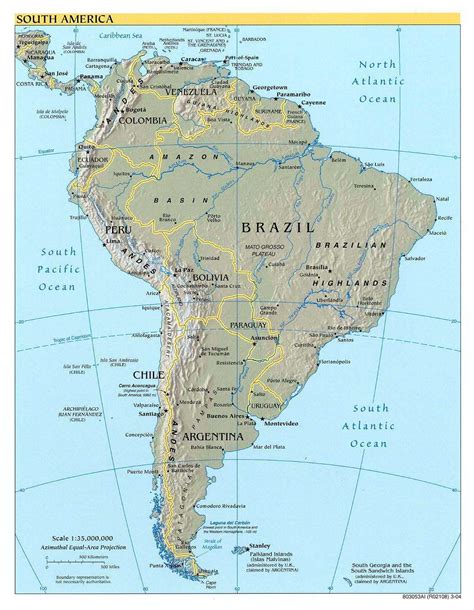 Mapa Físico de América del Sur del 2004 | Mapas Físicos ...