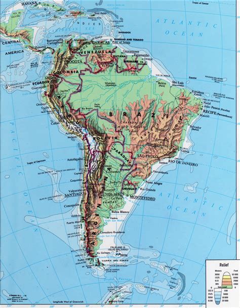 Mapa Físico de América del Sur   mapa.owje.com