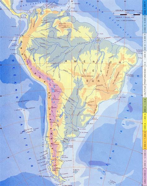 Mapa Físico de América del Sur   Tamaño completo