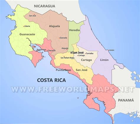 Mapa físico de Costa Rica   Geografía de Costa Rica