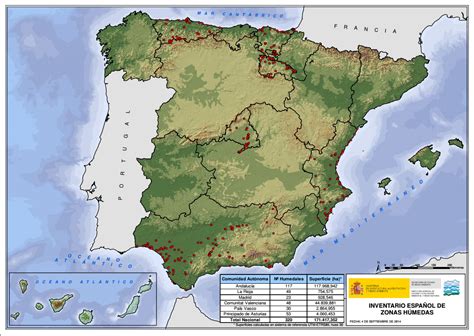 Mapa físico de España Mapa de Zonas Húmedas de España ...