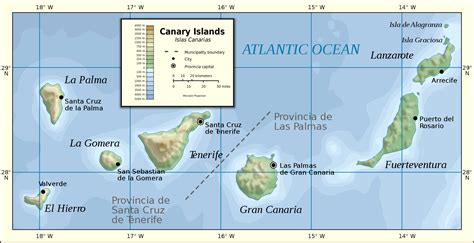 Mapa físico de las Islas Canarias 2007   Tamaño completo