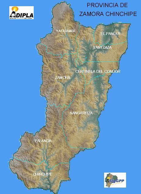 Mapa físico de Zamora Chinchipe