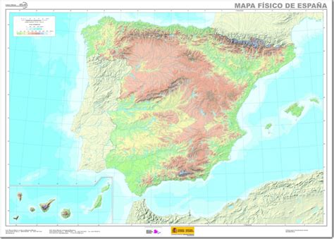 Mapa físico mudo de España Mapa de ríos y montañas de ...