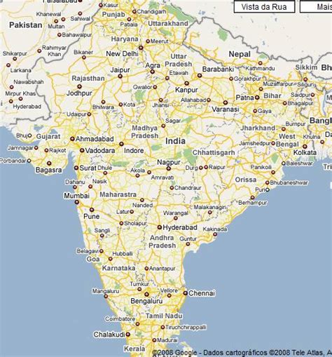 Mapa geográfico da Índia