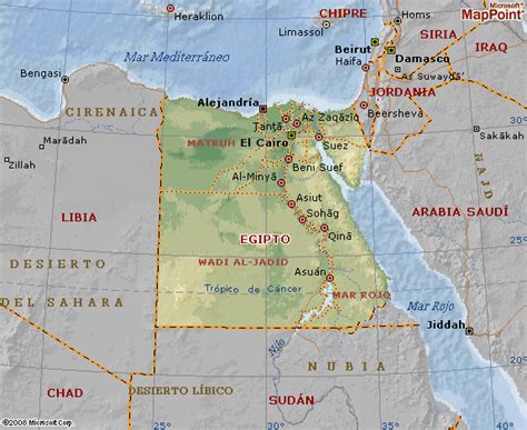 Mapa geográfico de Egipto