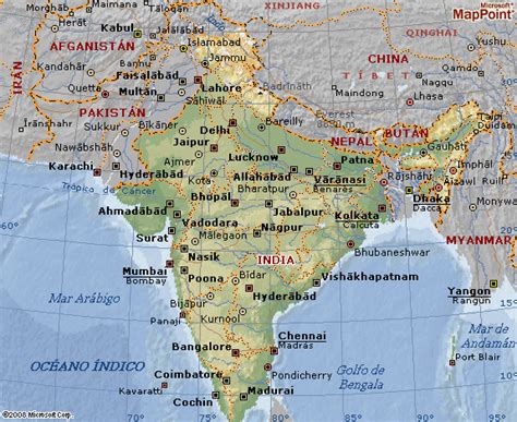 Mapa geográfico de India y su geografía