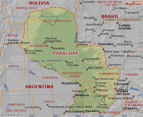 Mapa geográfico de Paraguay