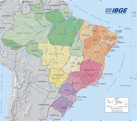 Mapa Geográfico do Brasil   Estados e Capitais