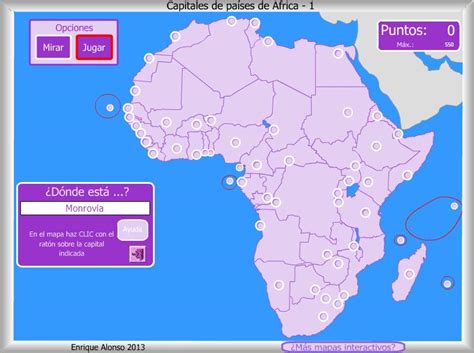 Mapa interactivo de África Capitales de África. ¿Dónde ...