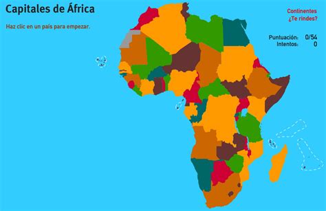 Mapa interactivo de África Capitales de África. Juegos de ...