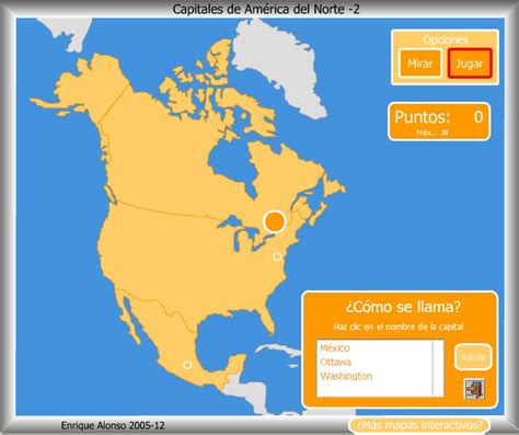 Mapa interactivo de América del Norte Capitales de América ...