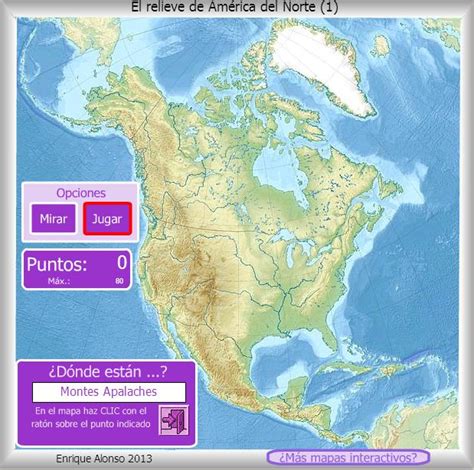 Mapa interactivo de América del Norte Relieve de América ...