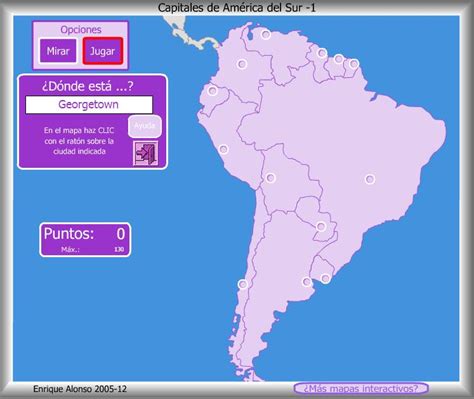 Mapa interactivo de América del Sur Capitales de América ...