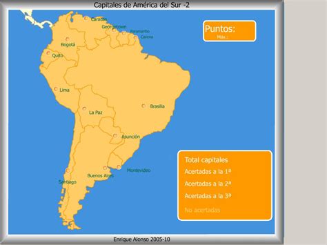 Mapa interactivo de América del Sur Capitales de América ...