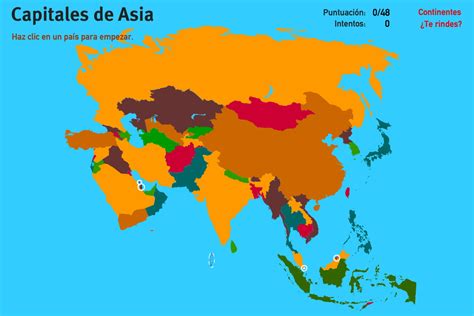 Mapa interactivo de Asia Capitales de Asia. Juegos de ...