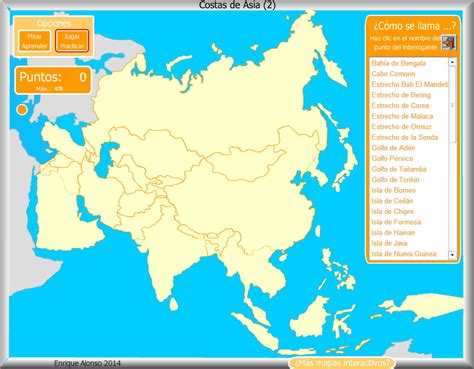 Mapa interactivo de Asia Costas de Asia. ¿Cómo se llama ...