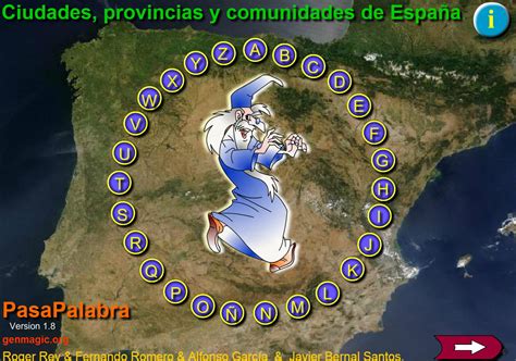 Mapa interactivo de España Pasapalabra de ciudades ...