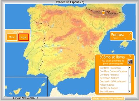 Mapa interactivo de España   Relieve de España  2 ...