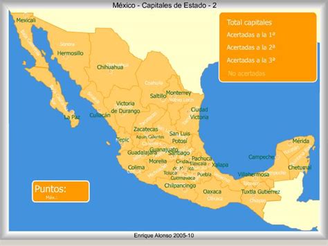 Mapa interactivo de México Capitales de estado de México ...