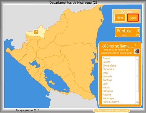 Mapa interactivo de Nicaragua Departamentos de Nicaragua ...