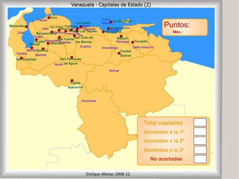 Mapa interactivo de Venezuela Capitales de Estado de ...