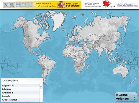 Mapa interactivo del mundo Países del Mundo. Puzzle  IGN ...