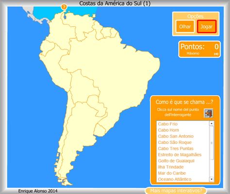 Mapa interativo da América do Sul Costa da América do Sul ...