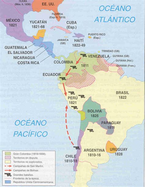 Mapa   La Independencia de América del Sur – Las Guerras ...
